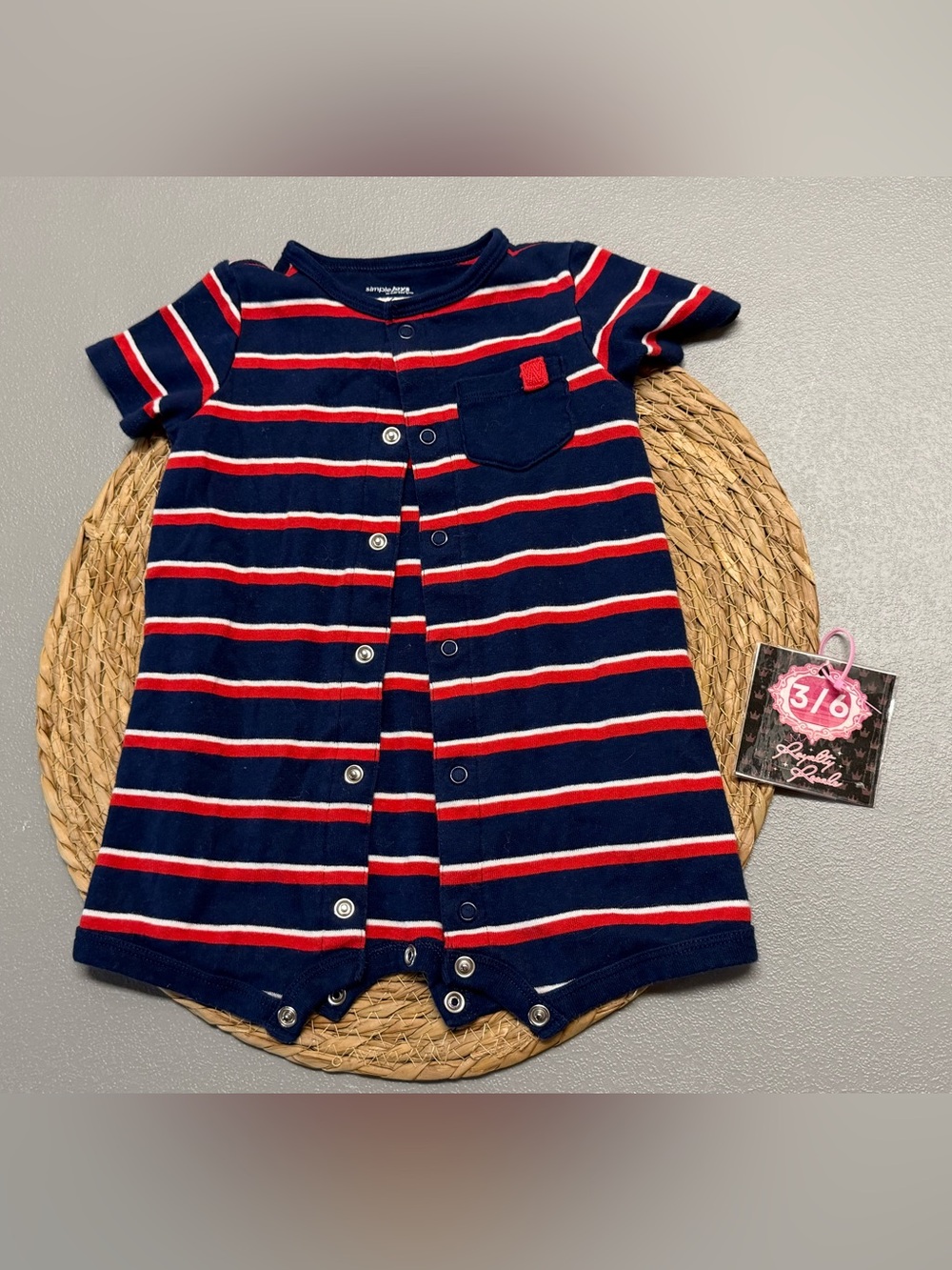 Striped Navy & Red Baby One-Piece Bodysuit